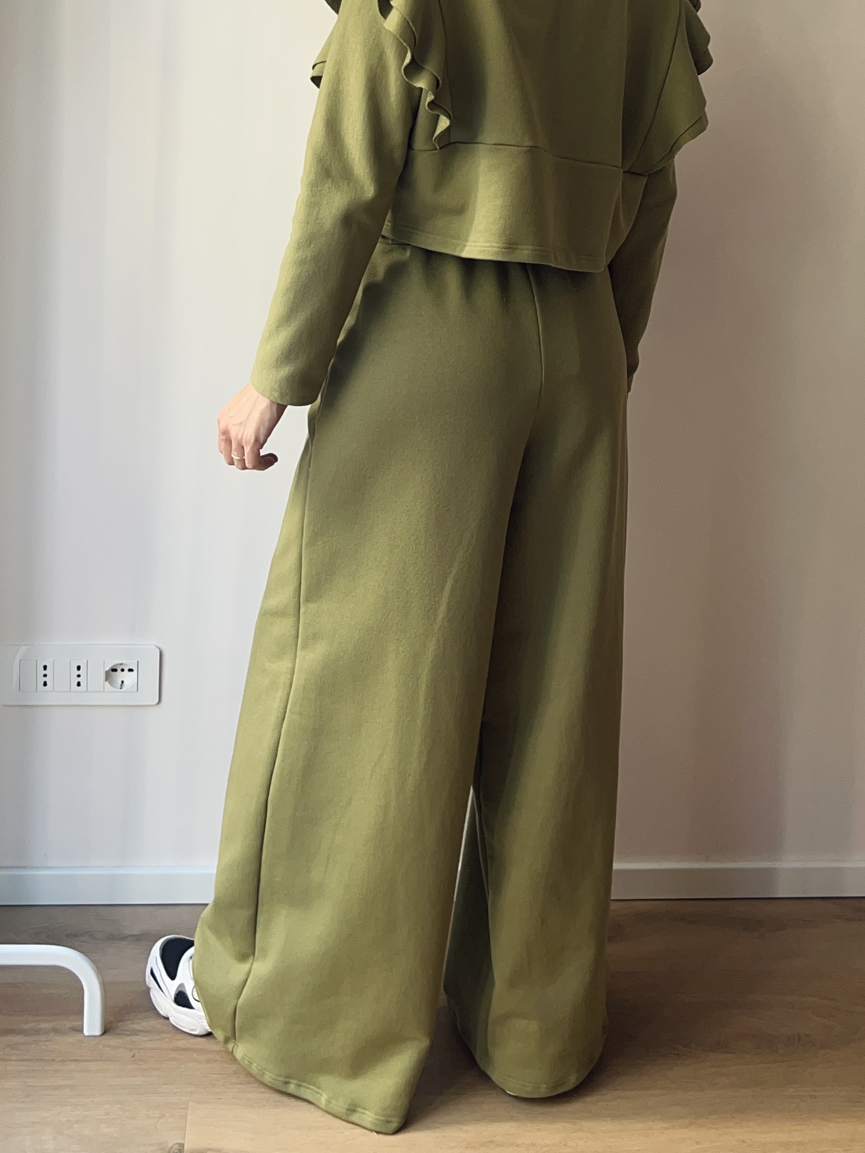 PANTA PALAZZINI VERDE OLIVA - immagine 3