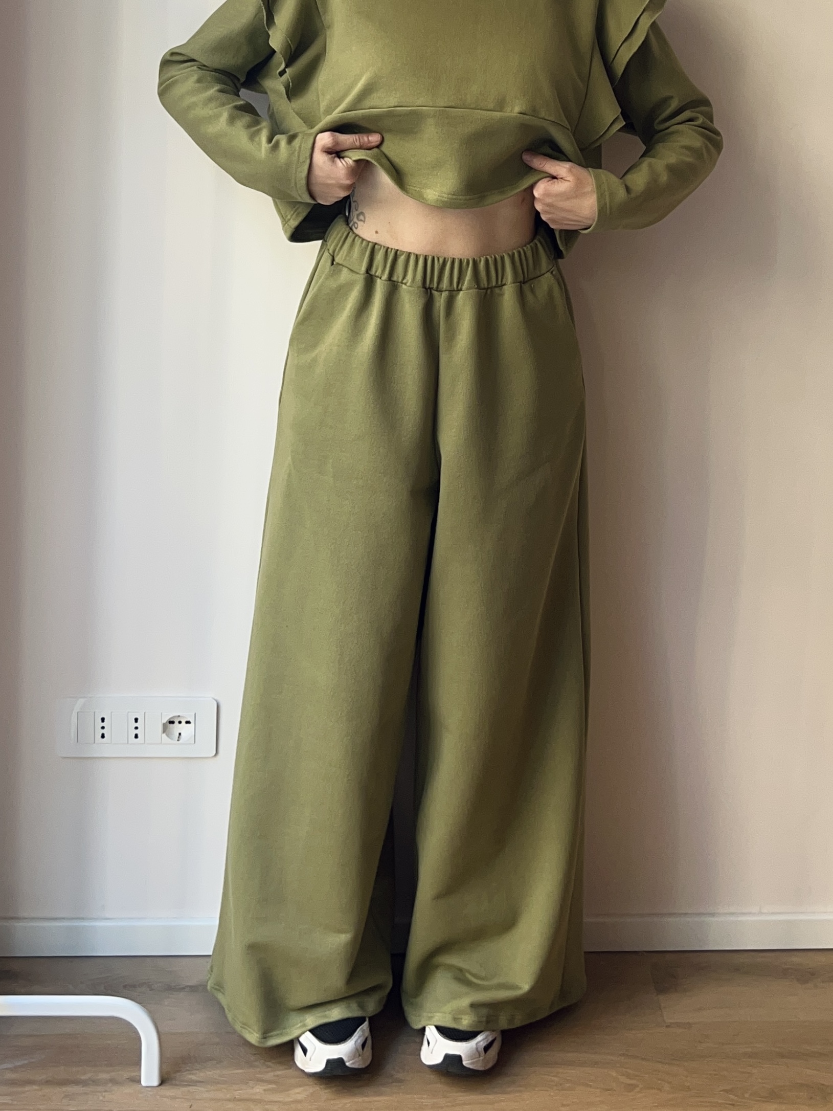 PANTA PALAZZINI VERDE OLIVA - immagine 4